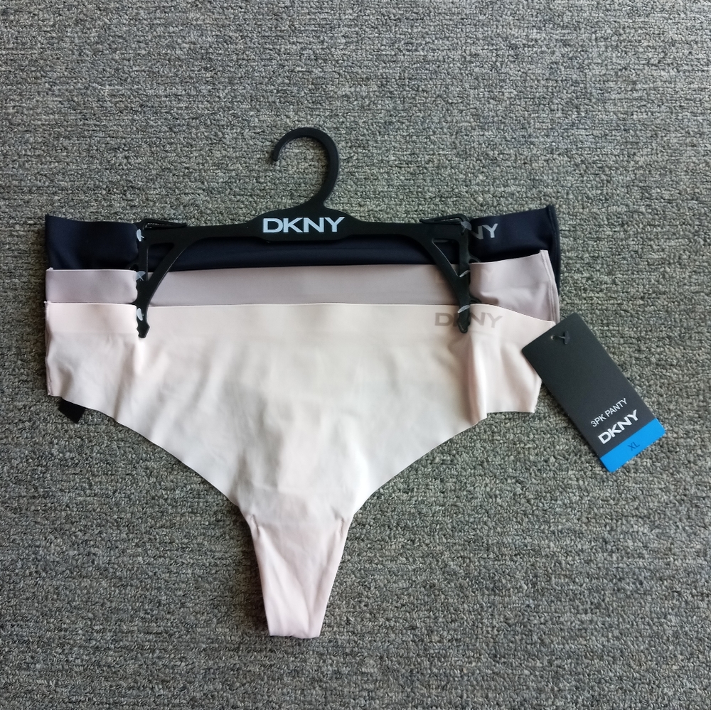 DKNY seamless no show thong panties size extra large new with tags
